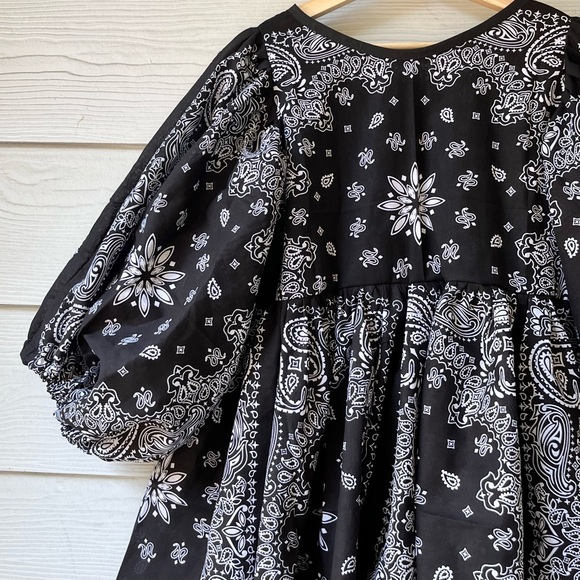 Made To Order | Handmade Bandana Dress -Black-Puff Sleeves - Picture 9 of 15